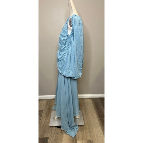 ROKH Shirred Poncho Vest Midi Dress in Smoke Blue US 0 $1026 - Picture 7 of 11